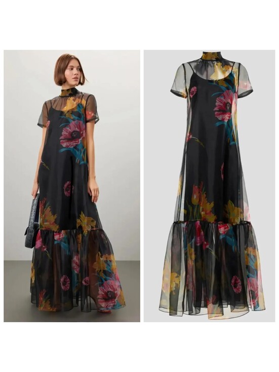 STAUD Dresses & Skirts - NWT STAUD Calluna Organza Neck Tie Gown Dress First Bloom Sheer Floral Small
